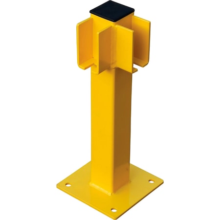 Global Industrial Steel Lift-Out Guard Rail Corner Post, Single-Rail, 20H, Yellow 708439